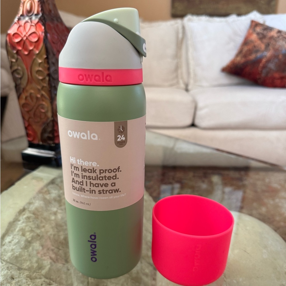 🆕🌟OWALA 32oz. FreeSip Stainless Steel Water Bottle 💚 ❇️ Bonus bottle boo…